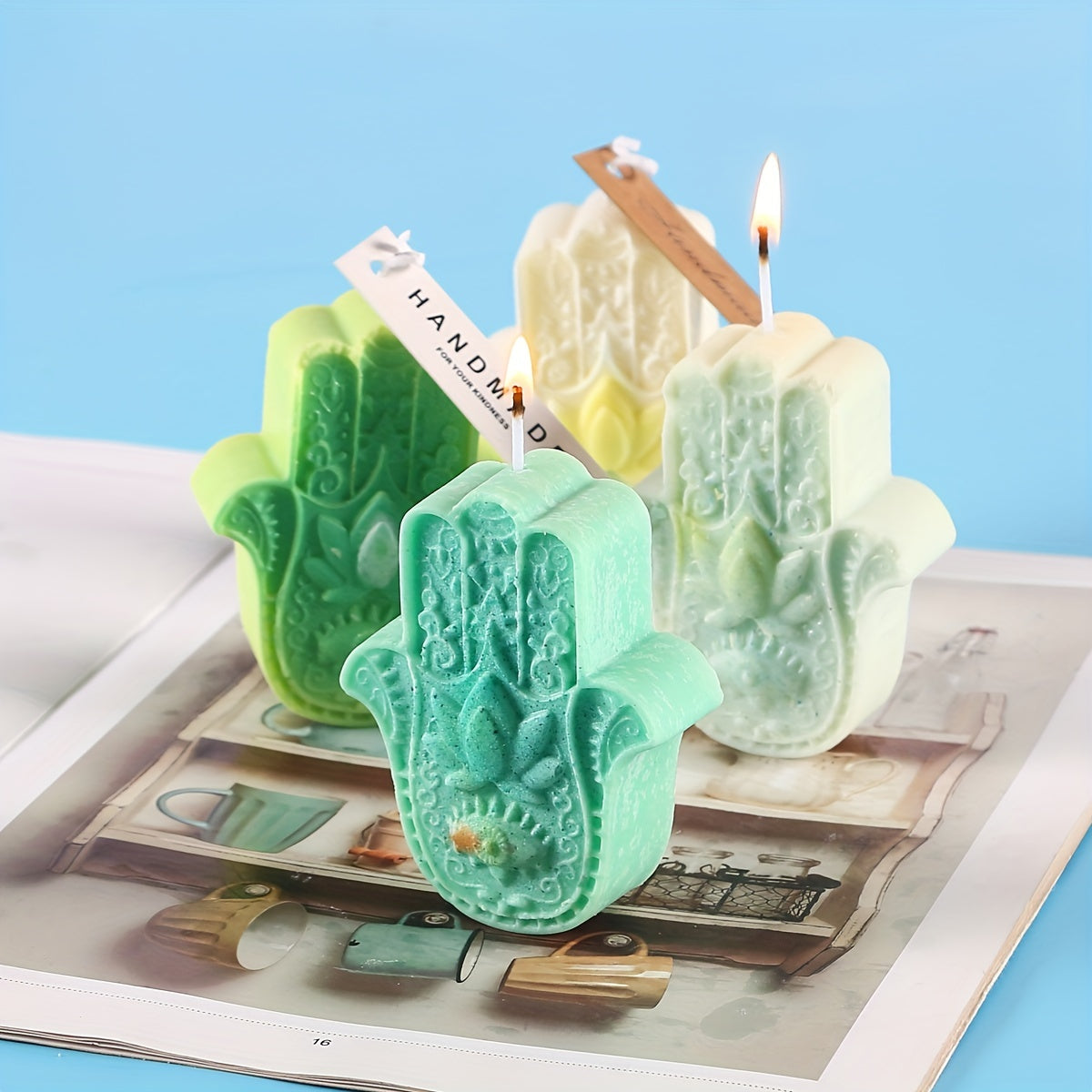 DIY Silicone Candle Mold Hand Shaped Mould For Soap Resin Candle Making