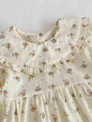 Floral Doll Collar Puffy Sleeve Romper for Baby Girls
