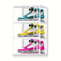 12pcs Shoe Box With Magnetic Door Plastic Shoes Storage Box