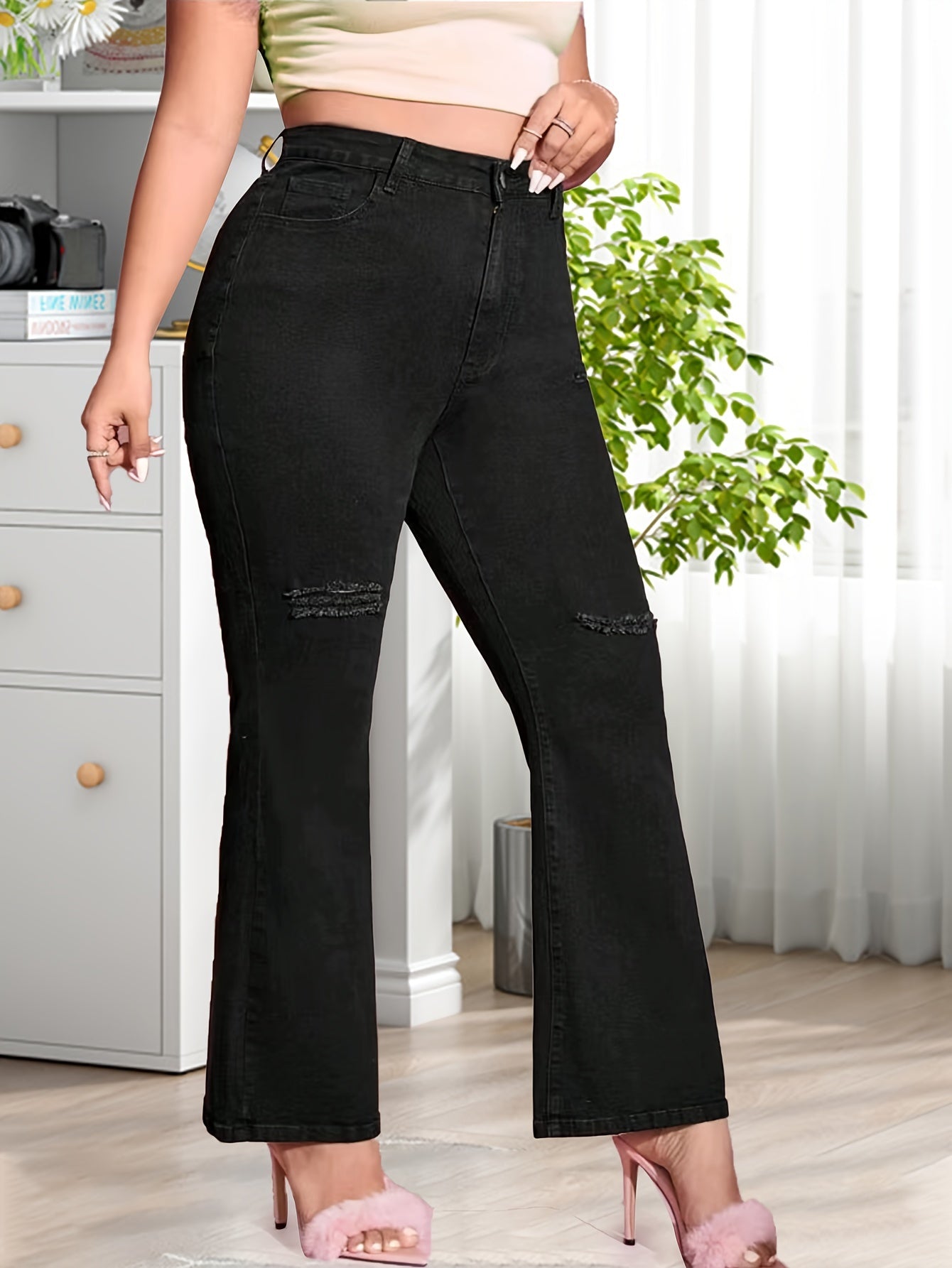  High Rise High Stretch Flared Leg Jeans