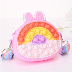 Colorful Rainbow Lucky Rabbit Ears Silicone Shoulder Bag For Girls
