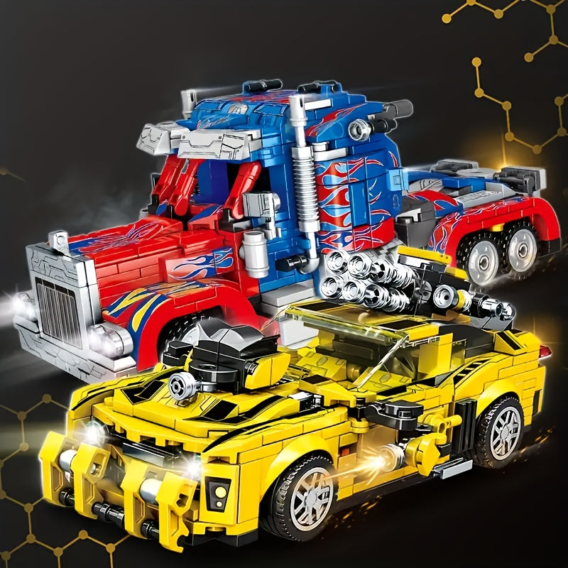 1320 PCS Transforming Brick Robot Car Set 2 in 1 Creative Model