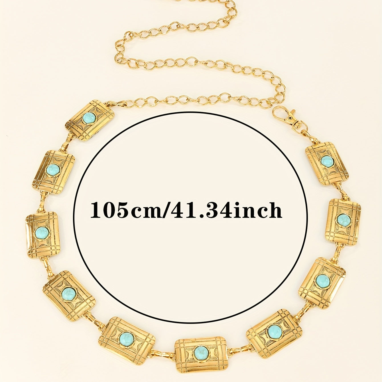 Vintage Embossed Turquoise Chain Copper Waist Chain