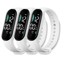 3pcs Student Sports Watches with Touchscreen 24H Digital Display PVC Strap