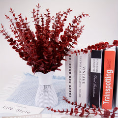 12pcs Red Eucalyptus Leaves for Events and Decor