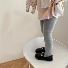 2pairs Girls Kids Knitted Leggings Soft High Elasticity Tight Leggings