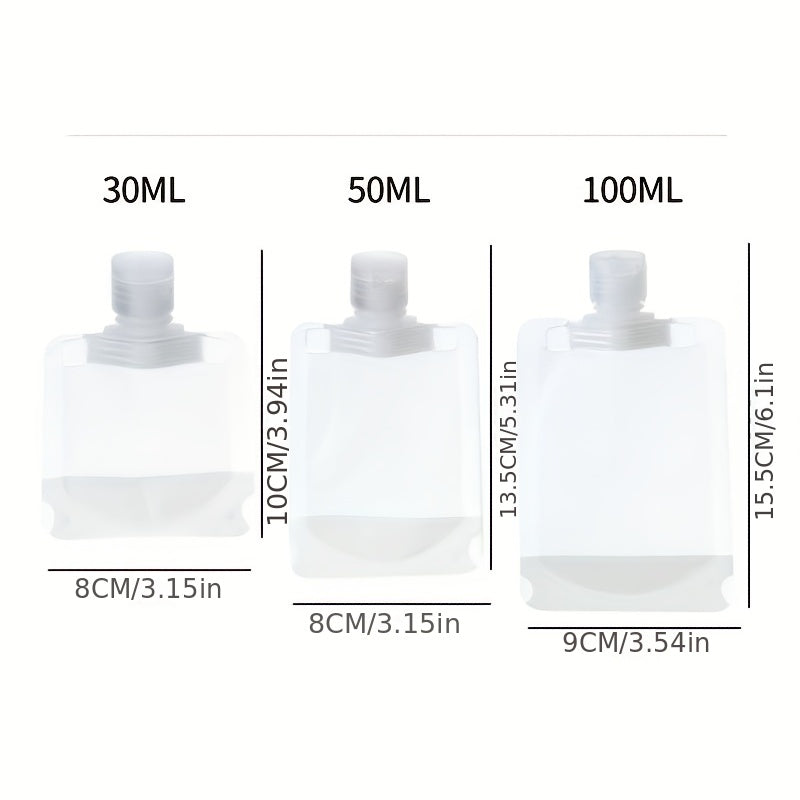 5pcs Makeup Packing Bags Travel Size Refillable Squeeze Pouch