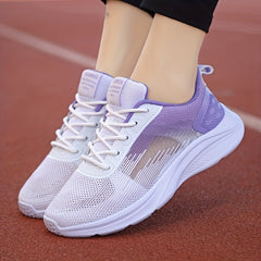 Dot & Stripe Pattern Mesh Lace Up Running Shoes Women's Footwear