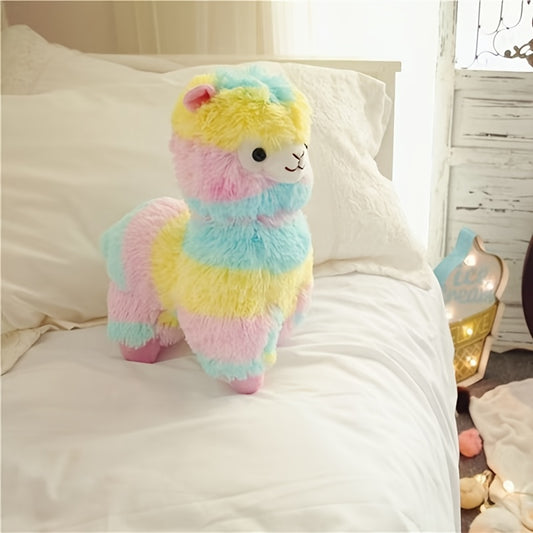 Colorful Alpaca Plush Toy Soft Stuffed Animal Vibrant Mixed Colors Home Decor