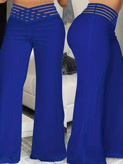  Wide Leg Trousers High Rise Cross Waist