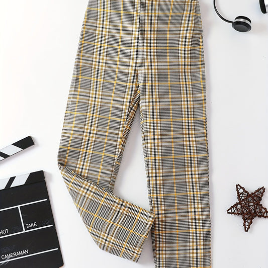 Boys Casual Plaid Print Comfortable Active Pants