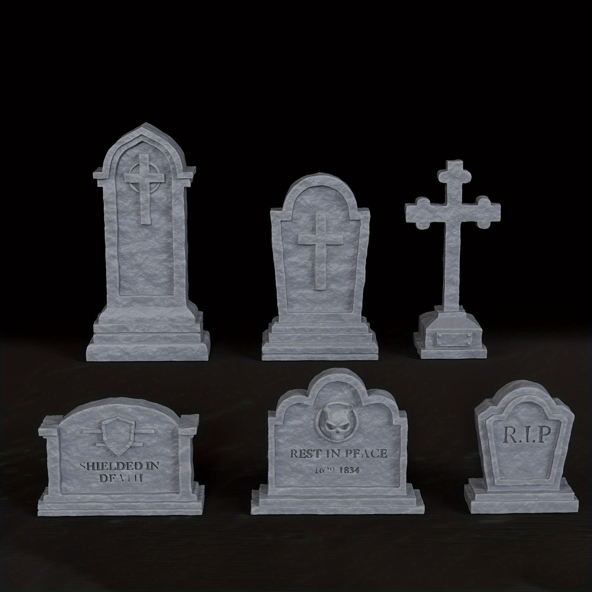 3DMAGIC 6 Gravestone Miniatures for RPGs ABS Terrain Pieces for TTRPGs