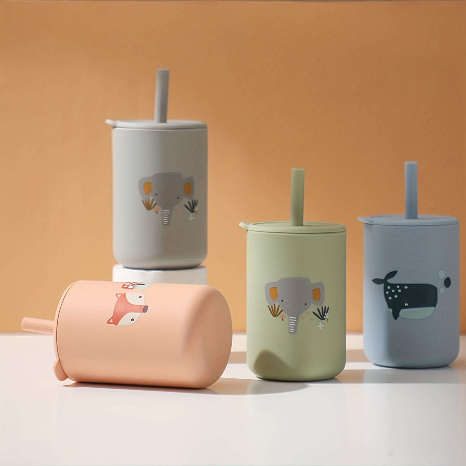 Animal Printing Silicone Baby Cups - Variety of Colors
