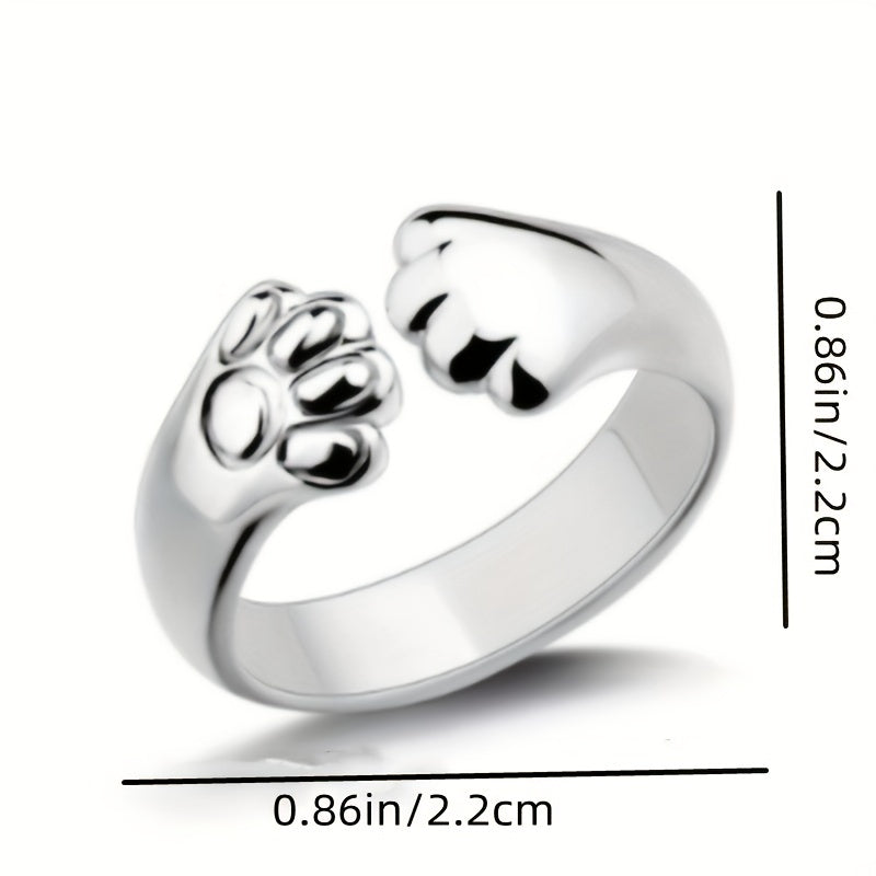 Bear Paw Embrace Open Ring Punk Style For Girls