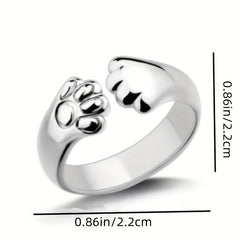 Bear Paw Embrace Open Ring Punk Style For Girls