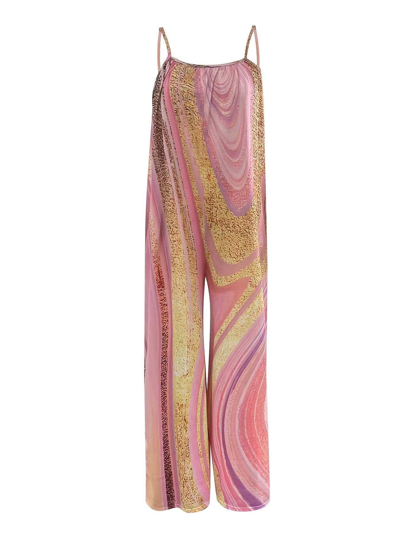 Boho Print Sleeveless Jumpsuit Wide Leg Loose Fit