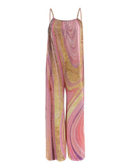 Boho Print Sleeveless Jumpsuit Wide Leg Loose Fit