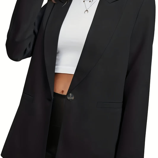 Women's Plus Solid Long Sleeve Casual Blazer