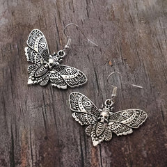 Gothic Retro Butterfly Moth Skull Head Women's Earrings