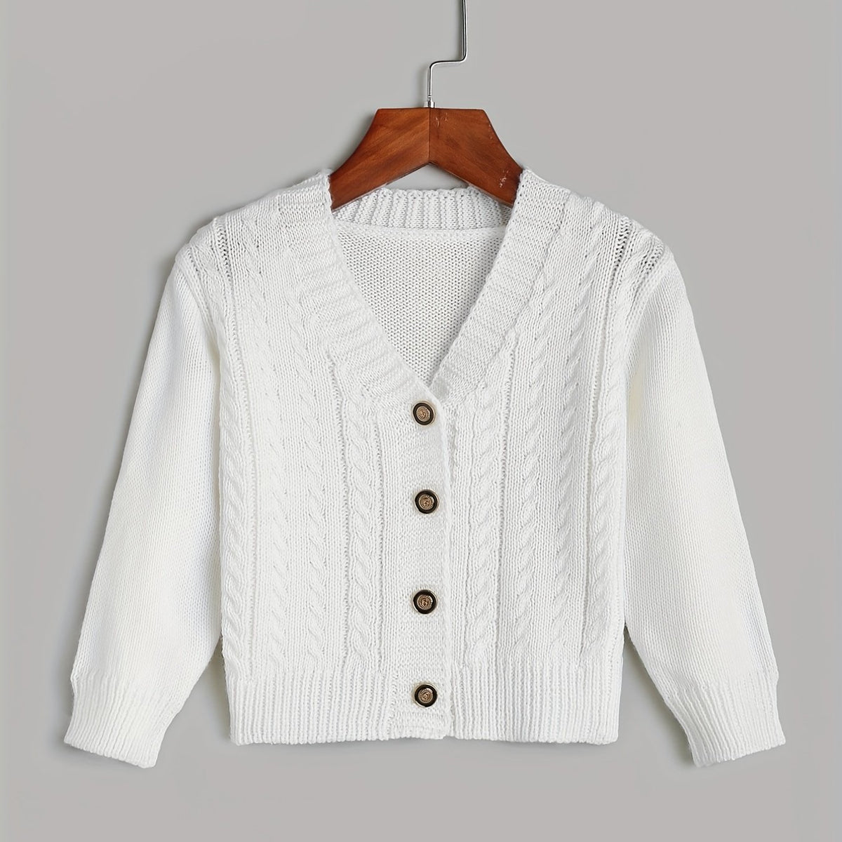 Kids Button V neck Knit Cardigan Sweater Coat Top For Toddlers