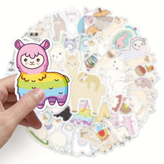 50pcs Cartoon Llama Stickers, Waterproof & Unique for Luggage Skateboard