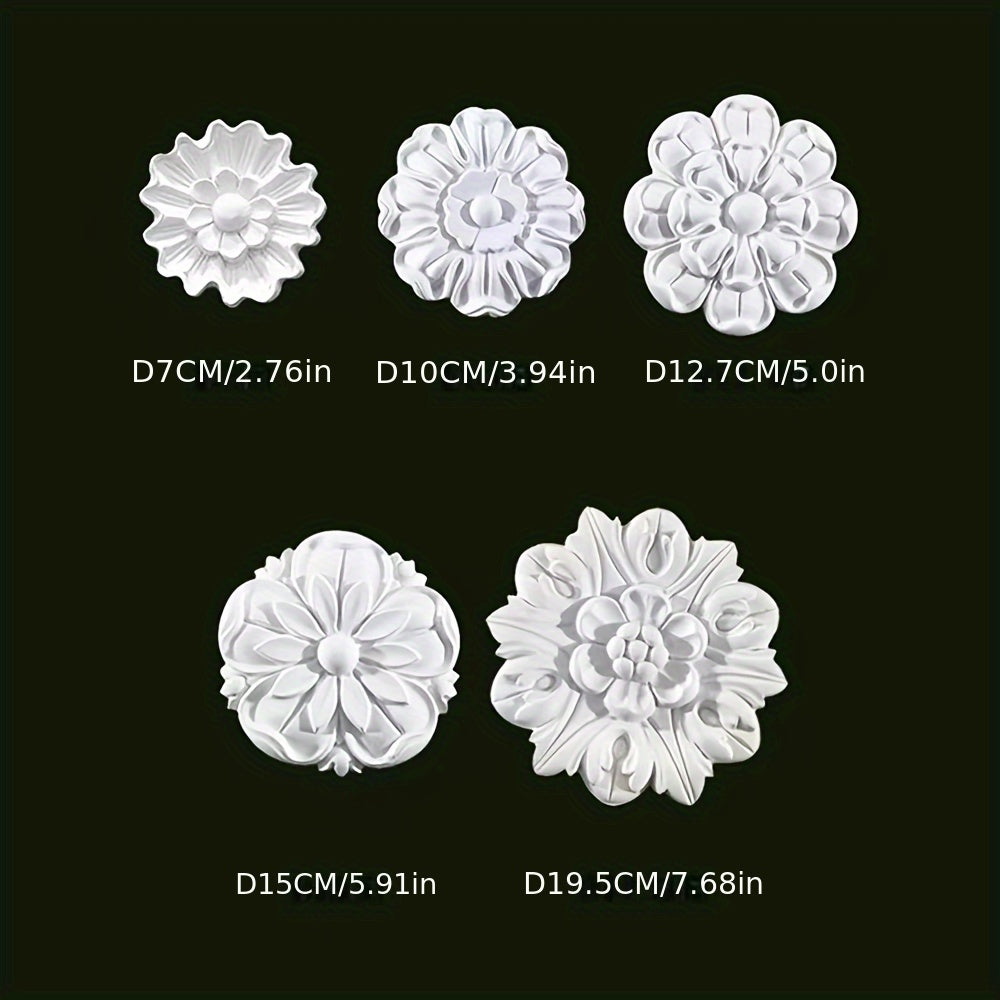 Carving Plaster Decal PU Wall Stickers Embossed Flowers Background