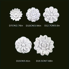 Carving Plaster Decal PU Wall Stickers Embossed Flowers Background