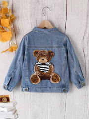 Boys Denim Jacket Button Down Lapel Coat