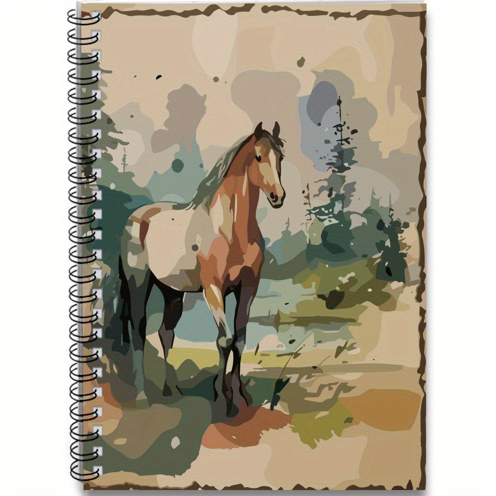 Equestrian Spiral Notebook 100 Pages Horse Art Durable Paper