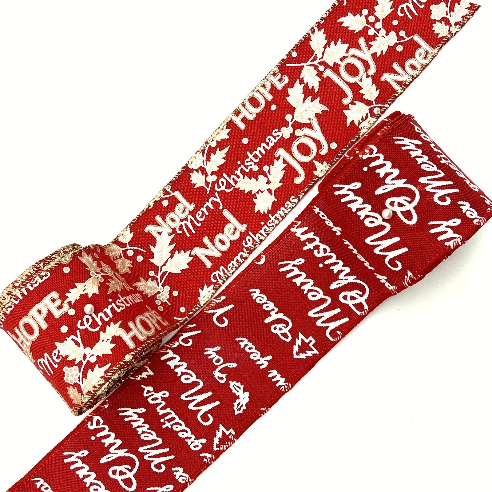 Christmas Wired Edge Ribbon Red Ribbon Merry Letter Ribbon For Gi
