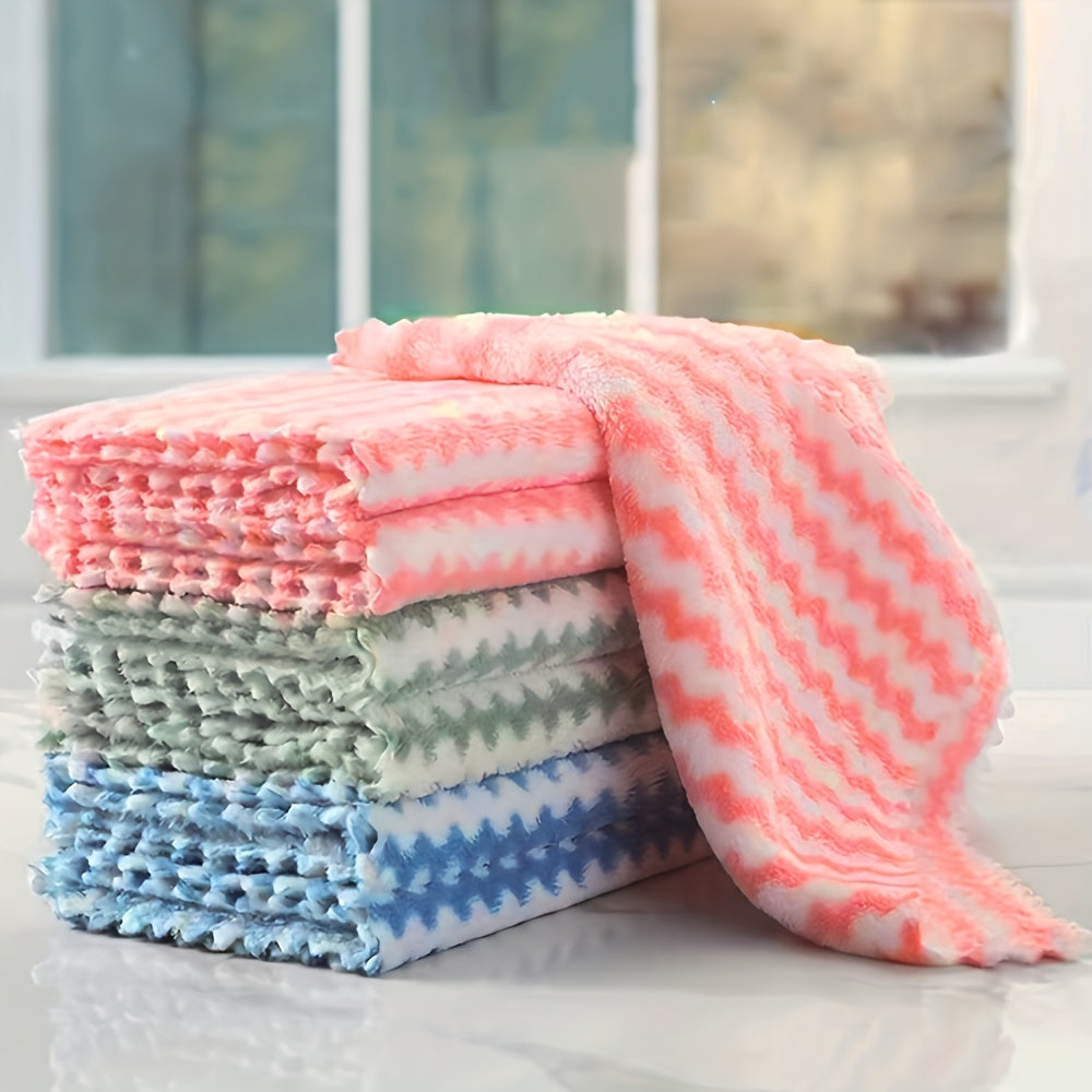 5pcs Coral Fleece Microfiber Dish Towels Soft Absorbent Towels