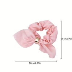 Satin Rabbit Ear Scrunchie Hair Tie Leather Band