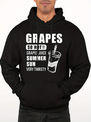 Grapes & Drinks Print Hoodie Men's Graphic Pullover Sweatshirt