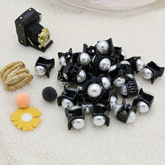 12pcs Small Hair Claw Clip Faux Pearl Hair Claw Nonslip Side Hair Bang Braids