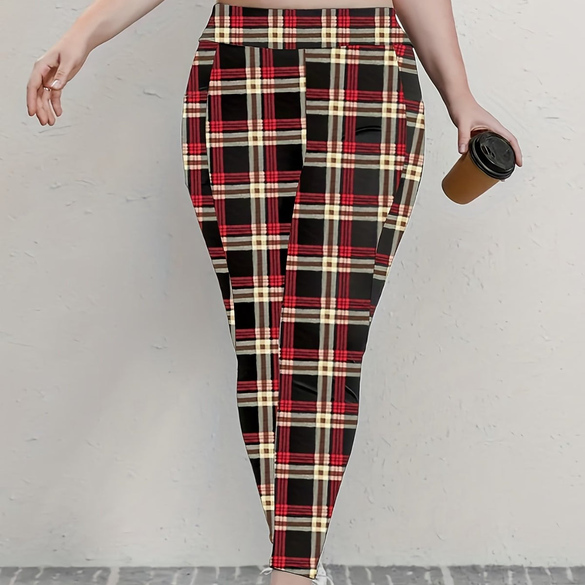  Plaid Print High Stretch Leggings