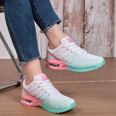 Ombre Lace Up Running Shoes Air Cushion Breathable Sneakers