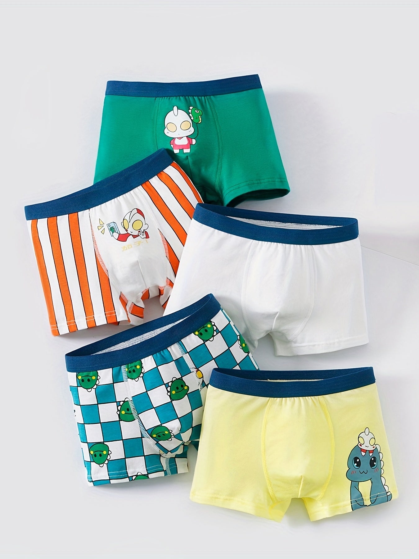 5pcs Cartoon Graphic Print Boys Boxer Briefs Set