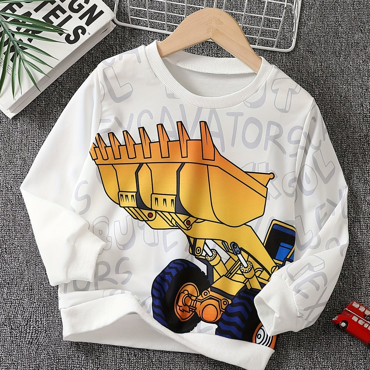 Cartoon Construction Car 3D Print Boys Sweatshirt