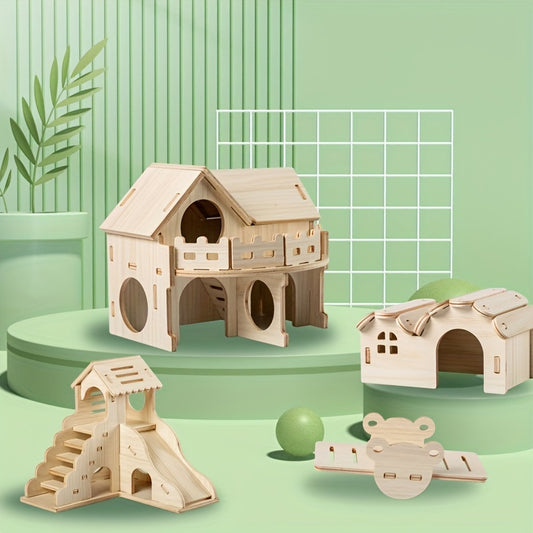 Wooden Hamster Hideout House - Cozy Sleep Nest for Pets