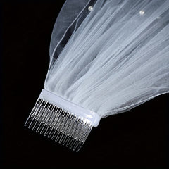 Bridal Veil with Simulated Pearl Embellishments for Wedding Ceremonies