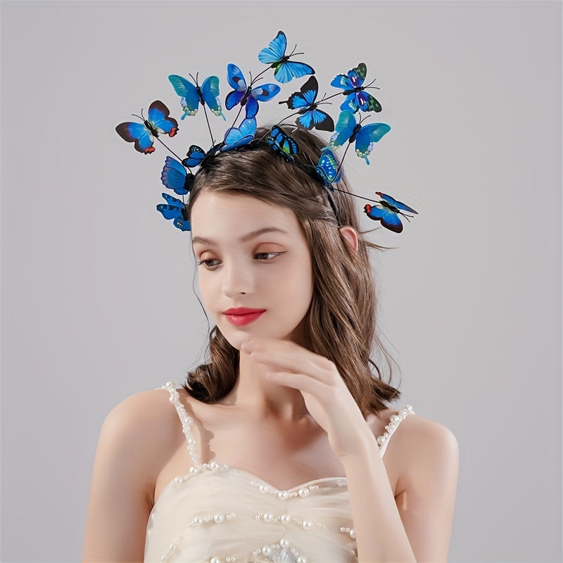 3D Butterfly Headband Crown Tea Party Halloween Accessory for Girls