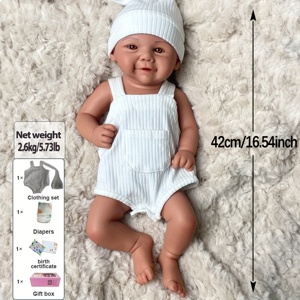 Soft Silicone Reborn Girl Doll with Brown Eyes Hand Painted Outfit