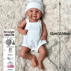Soft Silicone Reborn Girl Doll with Brown Eyes Hand Painted Outfit
