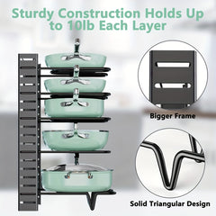 Expandable Pots And Pans Storage Rack Kitchen Organizer