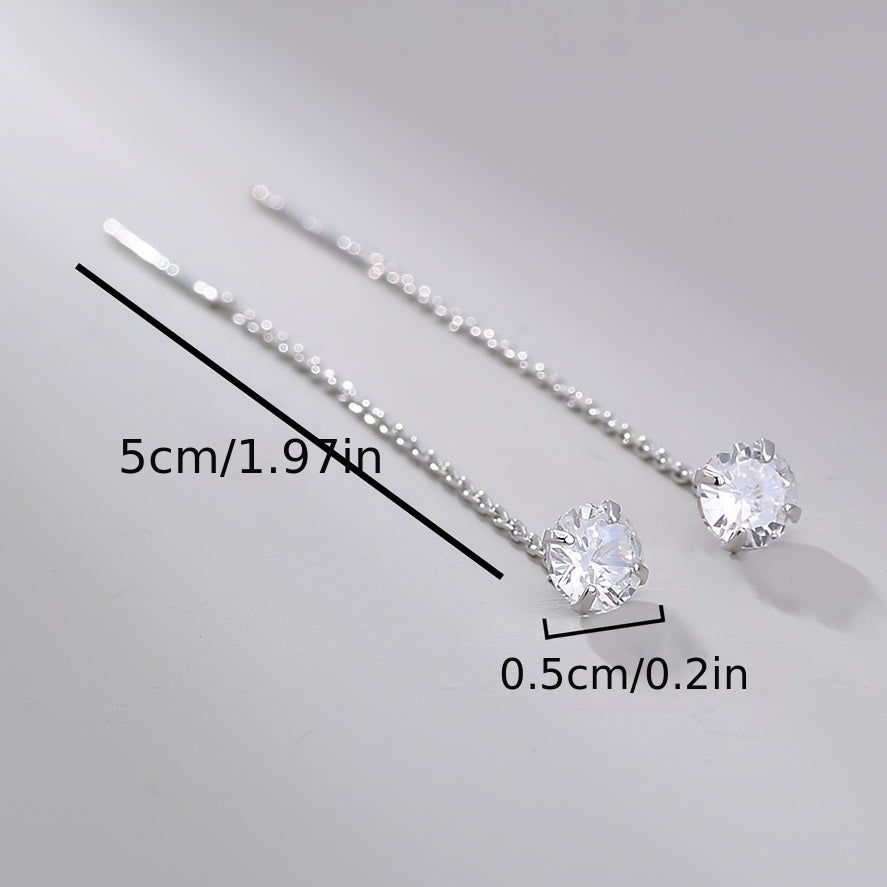Zircon Tassel Dangle Earrings Copper Material Gift For Women