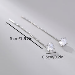 Zircon Tassel Dangle Earrings Copper Material Gift For Women