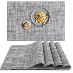 4pcs PVC Placemats Non Slip Washable Vinyl Placemats Style Plaid Pads