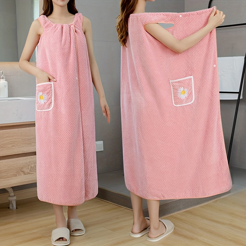 Flower Pattern Bath Skirt for Adults Absorbent Quick Drying Bathrobe
