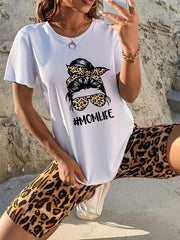 Leopard Print Short Sleeve & Biker Shorts Set