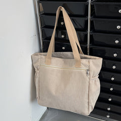 Corduroy Tote Bag Large Capacity Lightweight Shoulder Shopper Bag